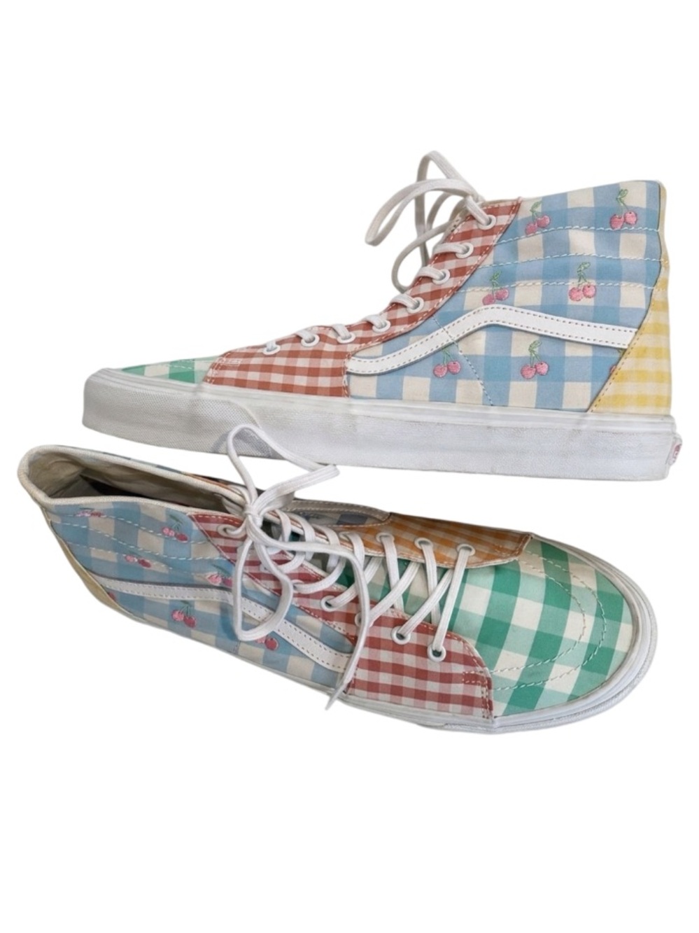 Vans Pastel Gingham Sk8-Hi Tapered Cherry Bee Embroidery Women’s 14.5 RARE NWOB